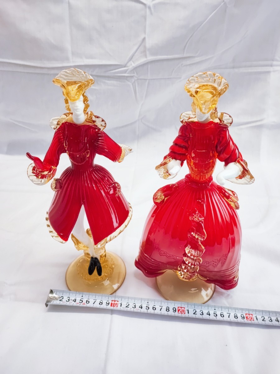 ベネチアンガラス ガラス人形 2点セット 不備あり アンティーク 人形 フィギュリン オブジェ 置物 MURANO ムラノ 当時物 コレクション(0125_画像9
