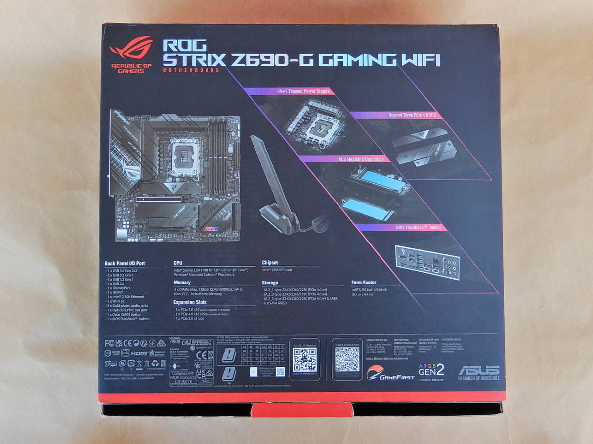 ASUS ROG Strix Z690-G Gaming WiFi Micro ATX (M.2付 中古美品)_画像2