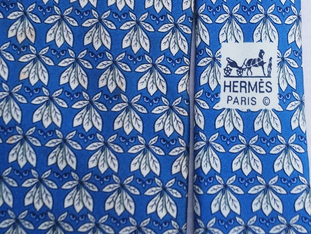 HERMES Hermes галстук .. сова * голубой 