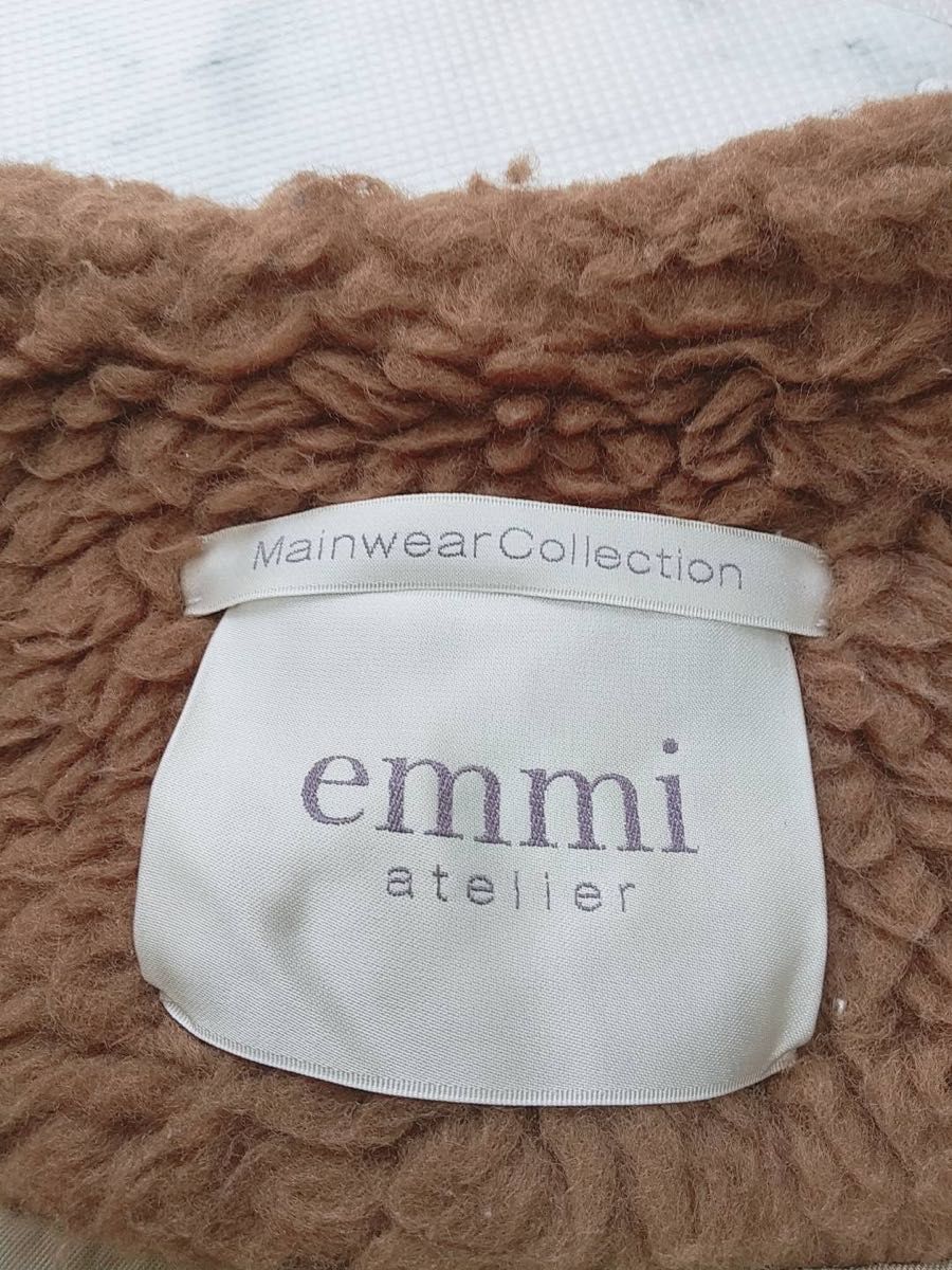 emmi atelier エミアトリエ ノーカラー ボア ロングコート