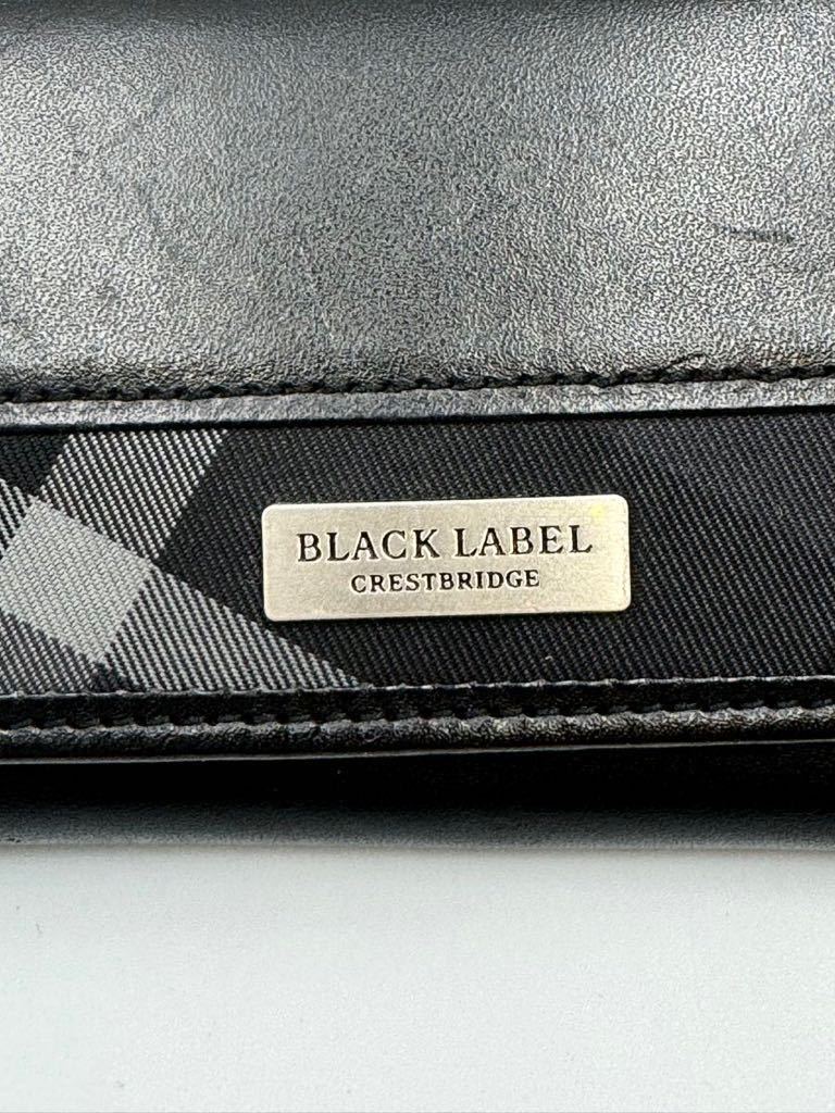 美品 ブラックレーベル クレストブリッジ キーケース ブラック レザー メンズ キーリング カードケース バーバリーの画像2