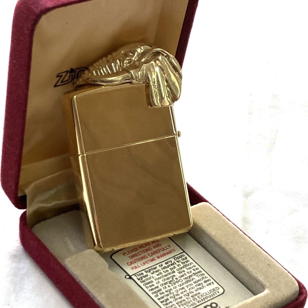 ★ZIPPO ジッポー ゴールド 象 エレファント 立体 トリック 動物 1992年_画像2