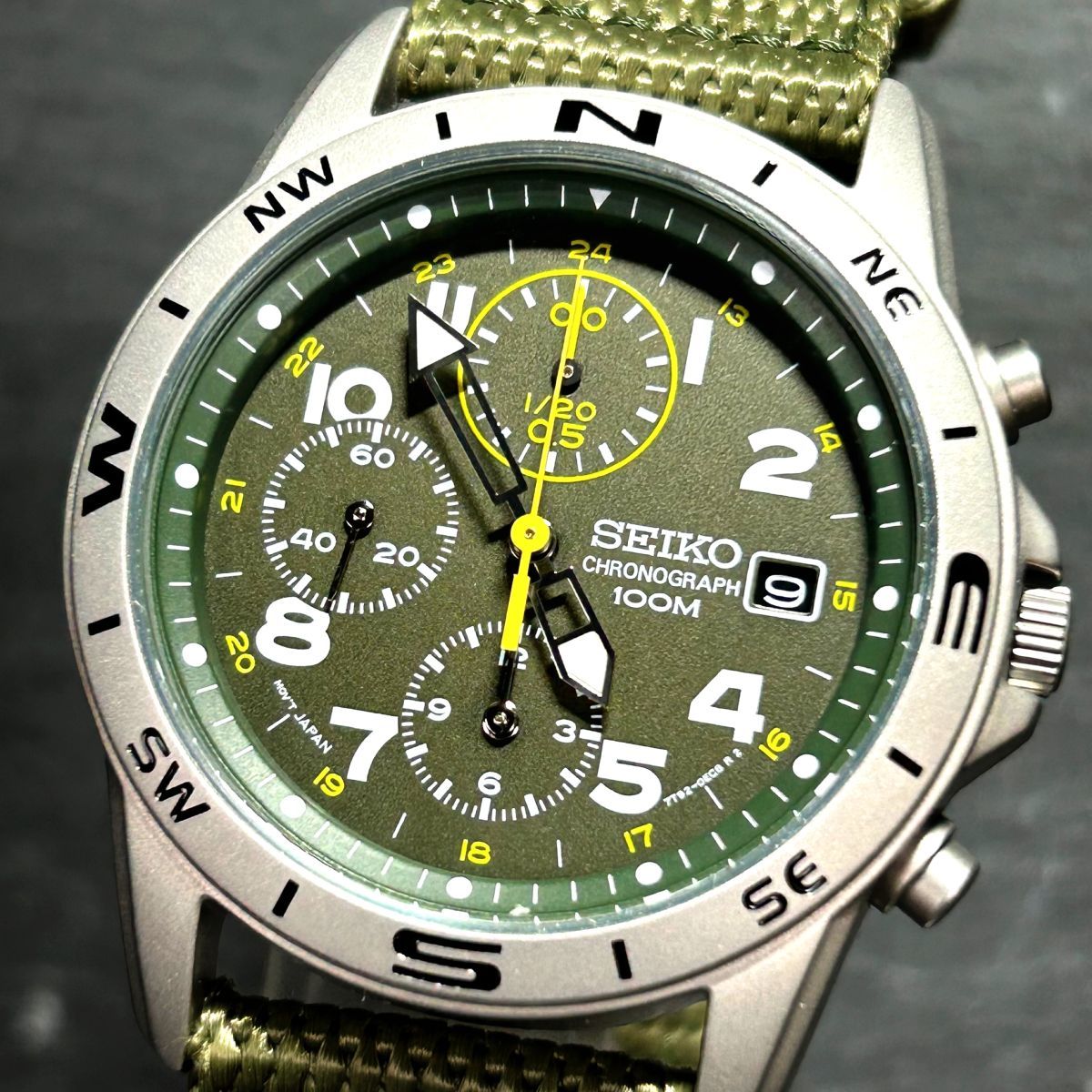 新品 SEIKO セイコー ミリタリー SND377P2 腕時計 クオーツ アナログ クロノグラフ ナイロンベルト ステンレススチール 新品電池交換済み_画像2