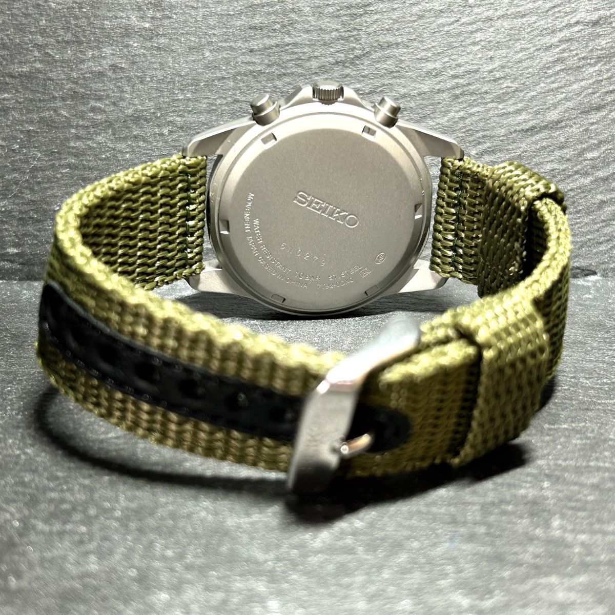 新品 SEIKO セイコー ミリタリー SND377P2 腕時計 クオーツ アナログ クロノグラフ ナイロンベルト ステンレススチール 新品電池交換済み_画像5