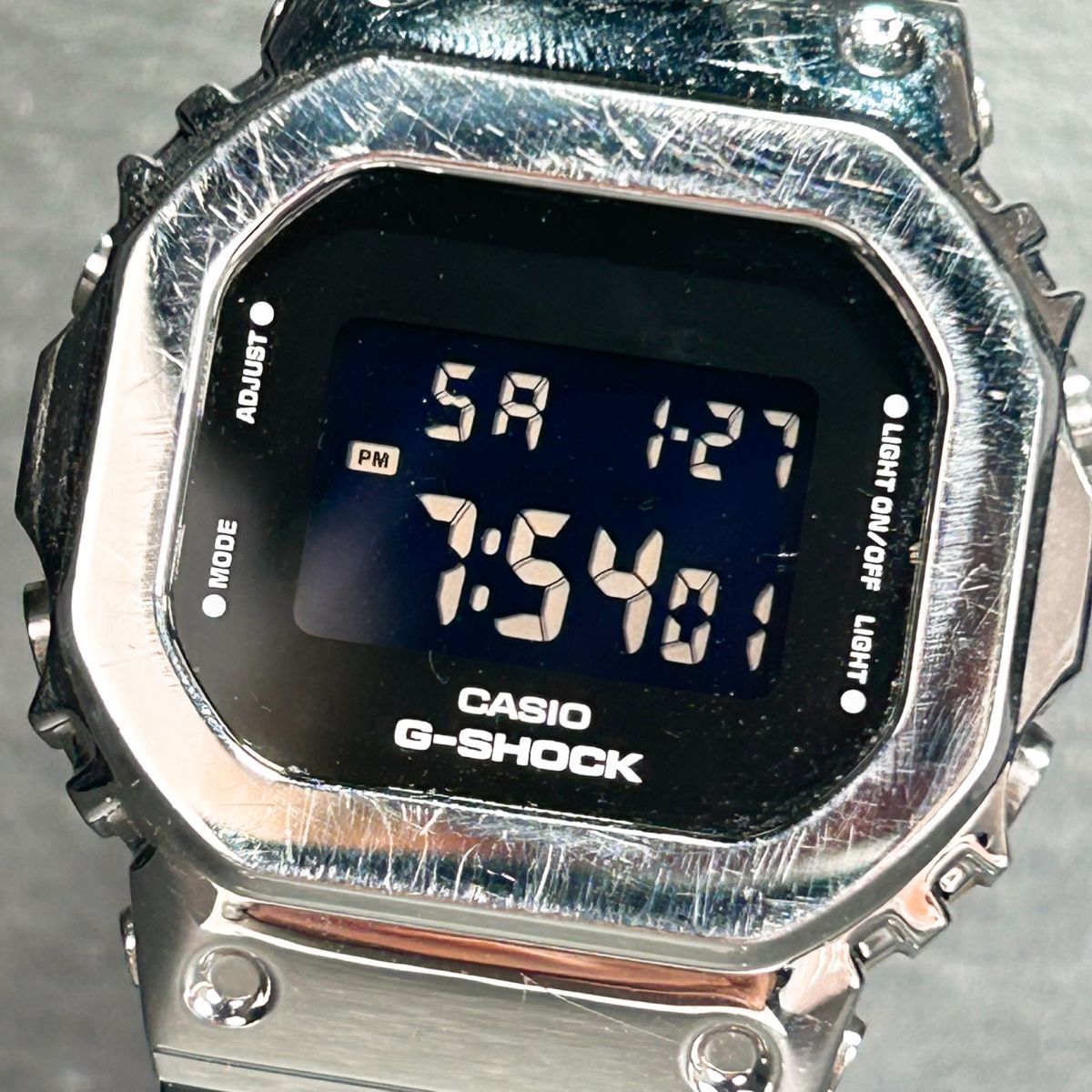 CASIO カシオ G-SHOCK ジーショック GM-S5600-1 腕時計 クオーツ デジタル ステンレススチール カレンダー 多機能 動作確認済み シルバー_画像2