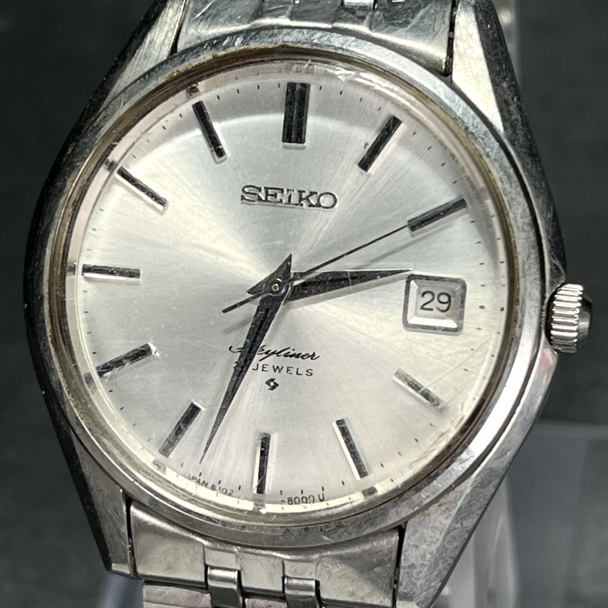 SEIKO セイコー Skyline スカイライン 6102-8000 腕時計 手巻き 21JEWELS 21石 アナログ 3針 ステンレススチール カレンダー 動作確認済み_画像2