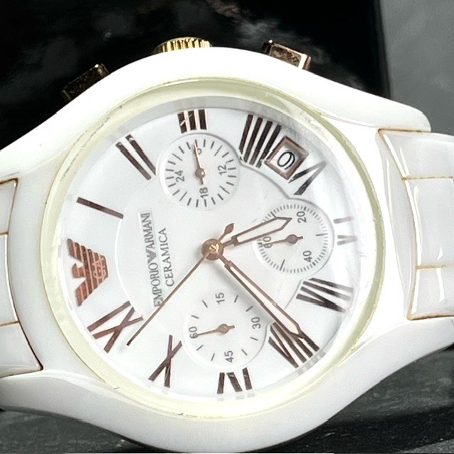 EMPORIO ARMANI エンポリオ アルマーニ 腕時計 クオーツ AR1417 ブランド クロノグラフ セラミカ ホワイト CERAMICA 3気圧防水_画像5