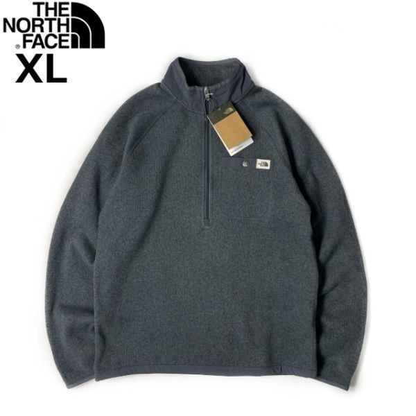 1円～!売切!【正規新品】THE NORTH FACE◆GORDON LYONS 1/4ZIP フリース プルオーバー US限定 厚手ニット 茶タグ(XL)グレー 181024-35_画像3