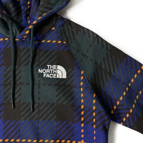 1円～!売切!【正規新品】THE NORTH FACE◆W HOLIDAY HOODIE パーカー US限定 上質 男女兼用 裏起毛 ロゴ刺繍(XL)青 緑 チェック柄181130-35_画像4