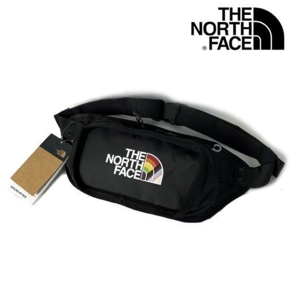 1円～!売切!【正規新品】THE NORTH FACE EXPLORE PRIDE HIP PACK ボディバッグ ウエストポーチ US限定 軽量 レインボー(OS/3L)黒180626-15_画像1