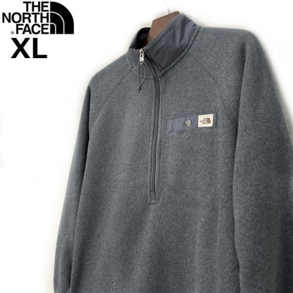 1円～!売切!【正規新品】THE NORTH FACE◆GORDON LYONS 1/4ZIP フリース プルオーバー US限定 厚手ニット 茶タグ(XL)グレー 181024-35_画像2