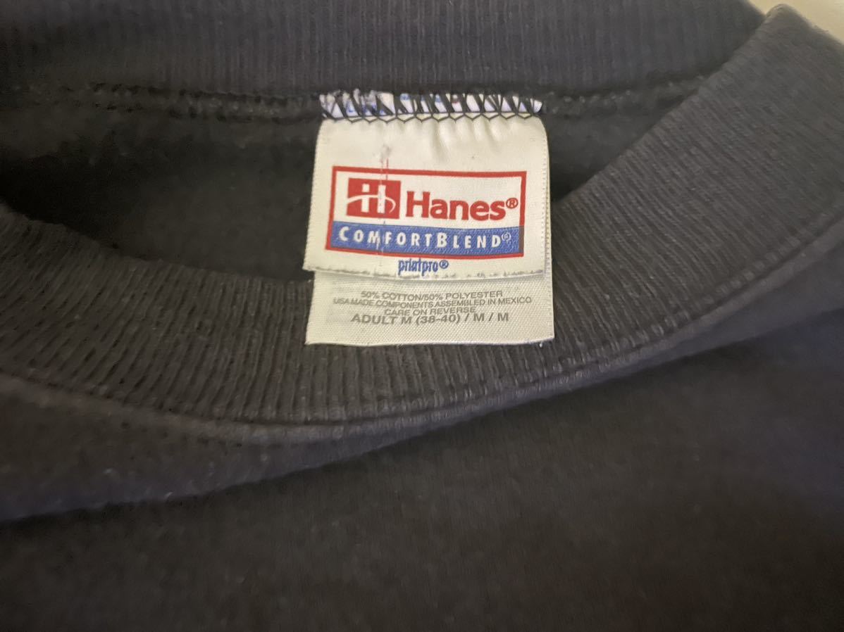 1990年代? 黒 BLACK ヴィンテージ Hanes ヘインズ スウェット／カレッジ／ナス紺／墨黒／チャンピオン／vintage／カラーフロッキー／前V_画像7