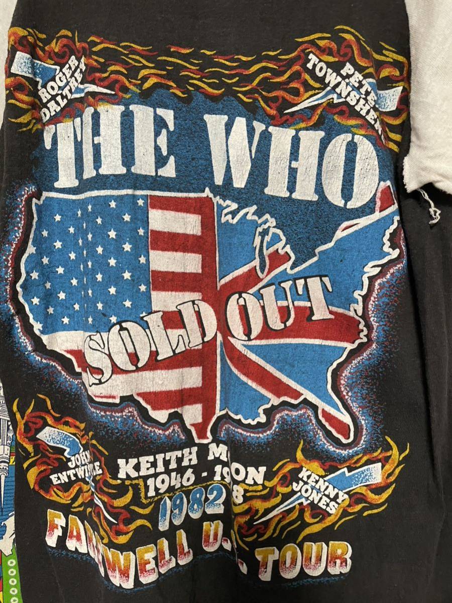 1980年代 ヴィンテージ The Who ザフー 七分袖 両面 プリント Tシャツ⑤(パキスタン製)／パキ綿／バンドT／バンT／ロックT／ツアーT_画像6