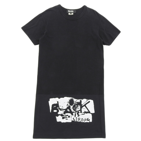 ブラック コムデギャルソン BLACK COMME des GARCONS コットン ロング丈 Tシャツ メンズ 黒 sizeM [Y00417]