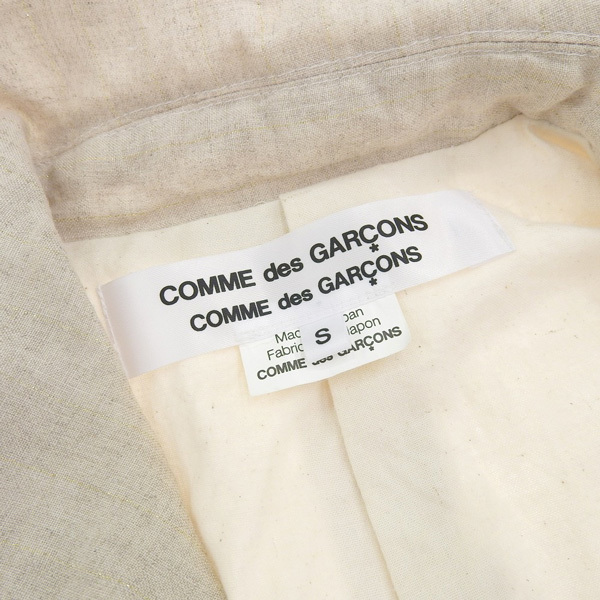 ◆美品◆ コムデギャルソン COMME des GARCONS リネン100% 丸襟 ステンカラー コート レディース ベージュ sizeS RK-C001 AD2012 [Y02432]_画像7