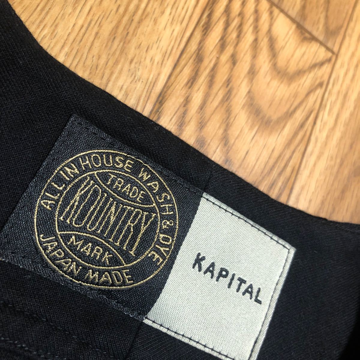 日本製 KAPITAL 16/-度詰め天竺 ベースボールシャツ BONE 黒 1サイズ