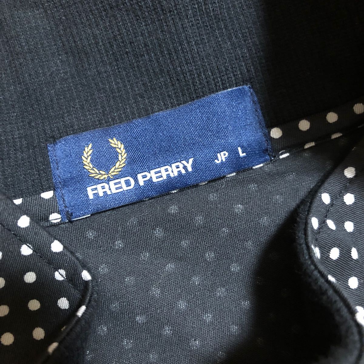 FRED PERRY シャツ ジャケット ドット柄 黒 白 赤 Lサイズ ジップアップ ヒットユニオン社 フレッドペリー_画像2