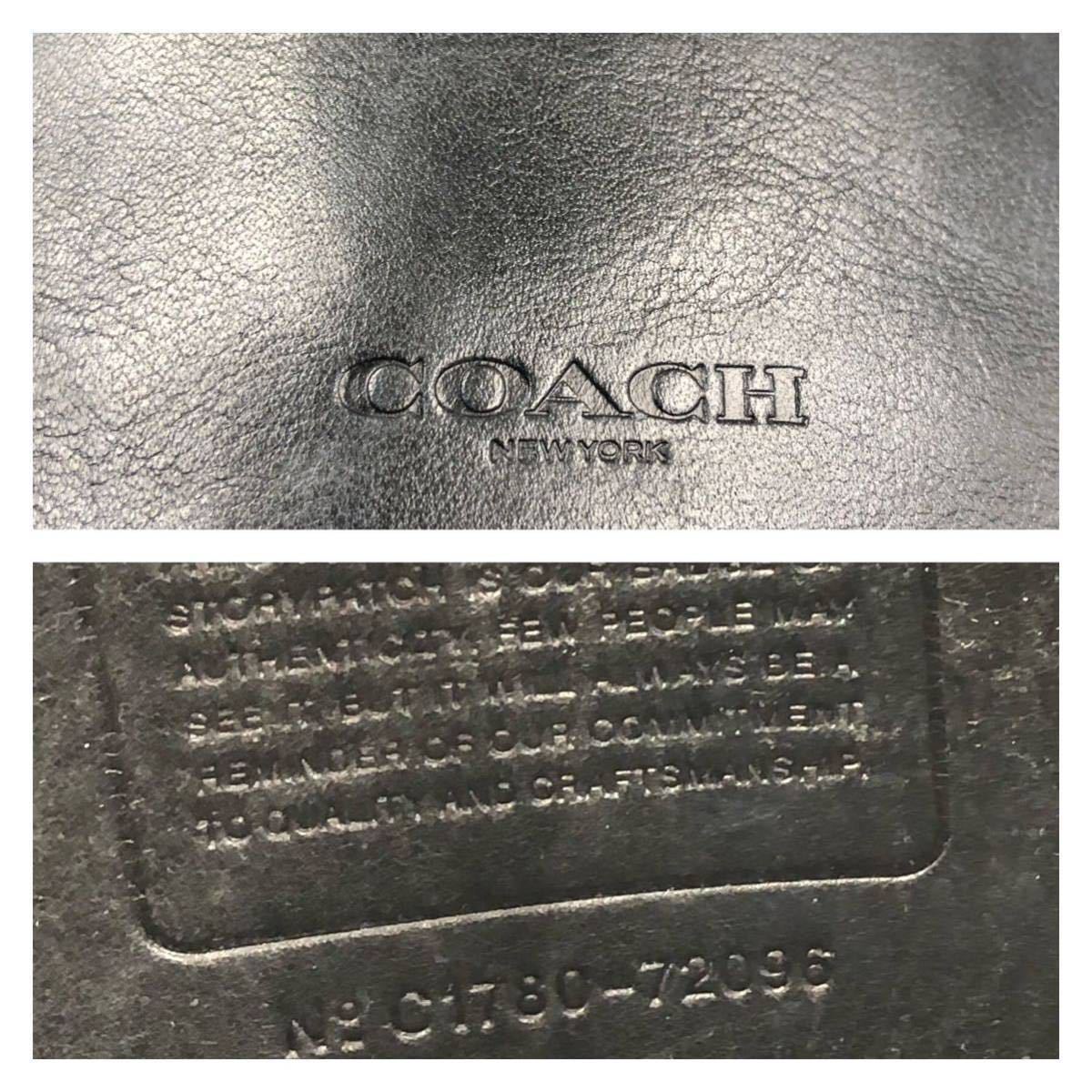 希少 COACH コーチ マンハッタン ボディーバッグ ショルダーバッグ 斜め掛け スリング クロスボディ オールレザー 黒 紺 バイカラー メンズ_画像10