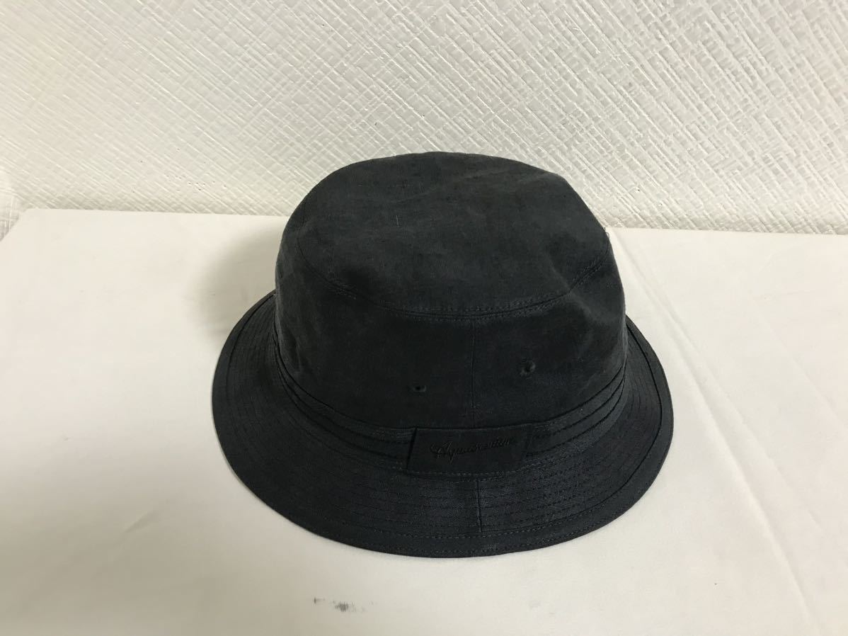  genuine article Aquascutum Aquascutum flax linen summer hat hat prevention men's lady's American Casual business suit black black 55cmS made in Japan 