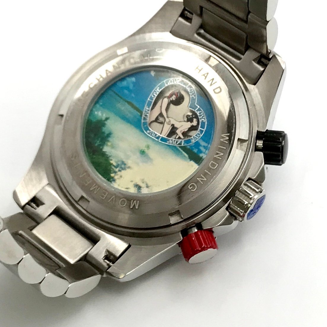 1円 良品 J.HARRISON ジョン ハリソン 腕時計 自動巻き 黒文字盤 シルバー a1701_画像5