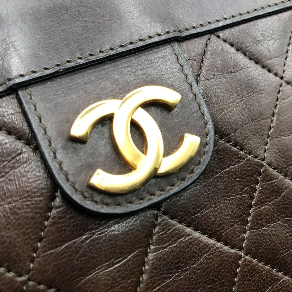 CHANEL シャネル マトラッセ ラムスキン クラッチ バッグ ブラウン レザー a1562_画像10