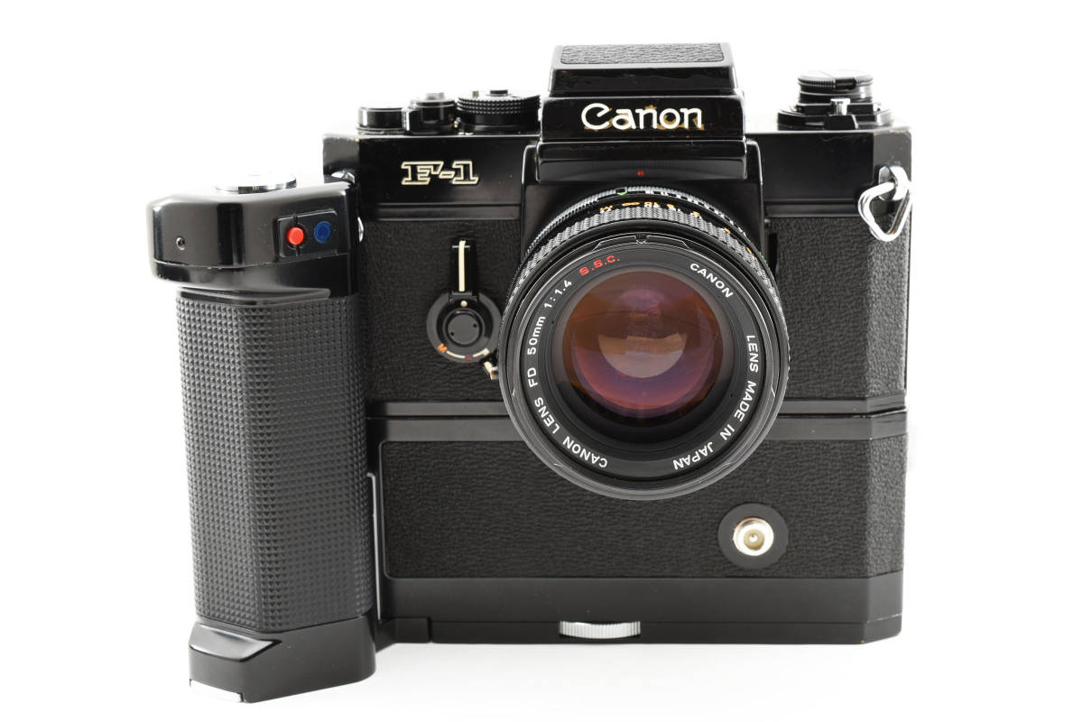 【珍品】キャノン Canon F-1 ブラック 黒 / 純正単焦点レンズ FD 50mm f1.4 / モータードライブMF / ウエストレベルファインダー #199_画像2