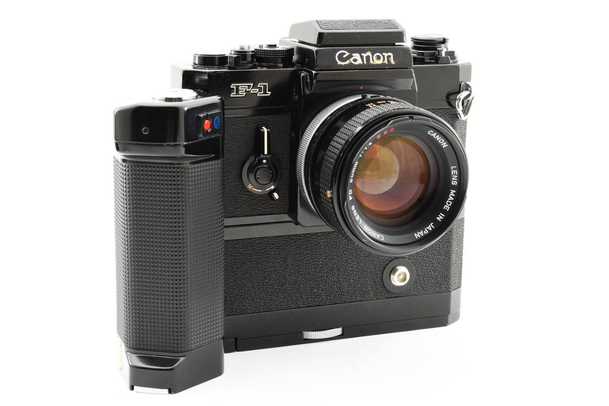 【珍品】キャノン Canon F-1 ブラック 黒 / 純正単焦点レンズ FD 50mm f1.4 / モータードライブMF / ウエストレベルファインダー #199_画像3