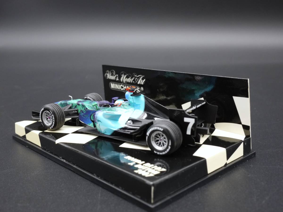 1:43 Minichamps ホンダ F1 RA107 J.バトン #7 Honda Button アースカラー _画像3