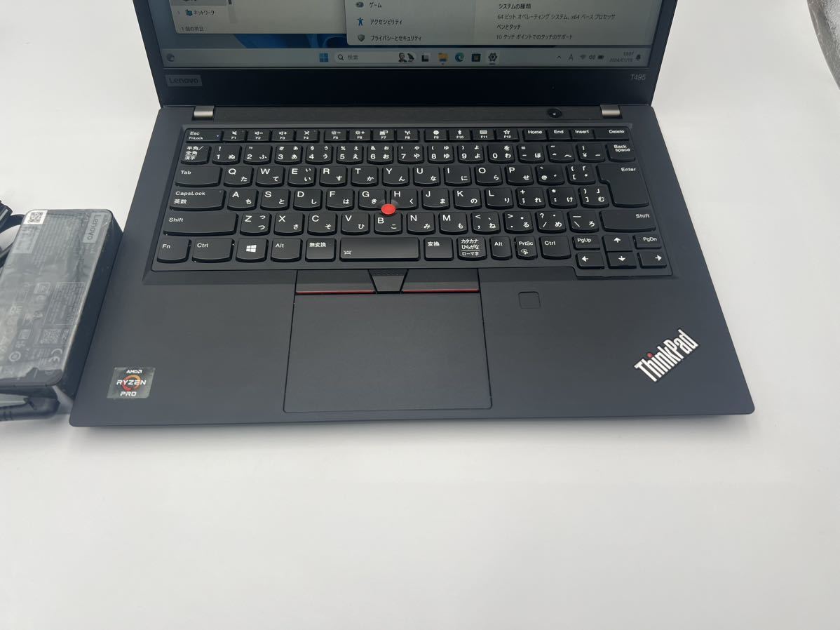 Lenovo ThinkPad T495 Ryzen7Pro 3700U 2.3GHz/ 32GB/512GB(SSD)タッチパネル 美品 _画像3