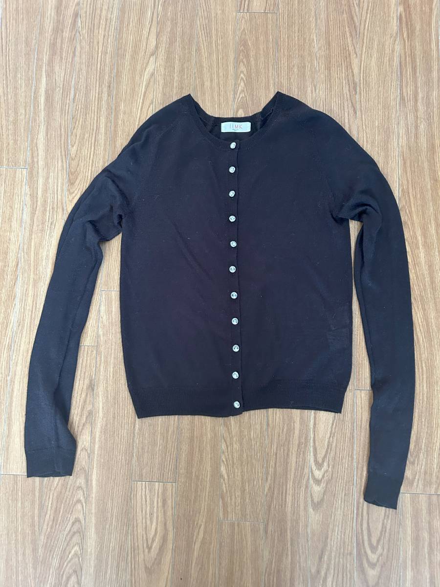 *iiMK I I.M ke-MICHEL KLEIN cut and sewn cardigan black black diamond manner button sleeve length size 40