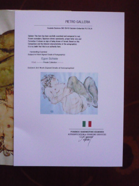  free shipping *egonsi-reEgon Schiele* acrylic fiber oil painting .* sale certificate attached * autographed * copy * Germany Mark,nachis stamp seal *a4