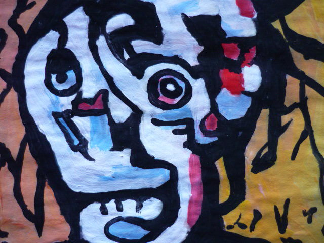 送料無料★ジャン＝ミシェル・バスキアJean-Michel Basquiat★ニューヨーク,ギャラリー印あり★証明書COA付属 ★模写★混合メディアa13_画像7