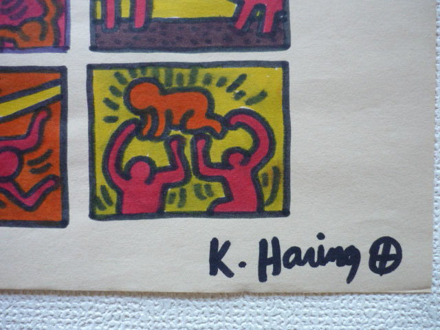 送料無料★ キース・ヘリング Haring Keith★取り扱い画廊店印あり★アクリル油彩画★模写 ★販売証明書付属★サイン入り★a17_画像3