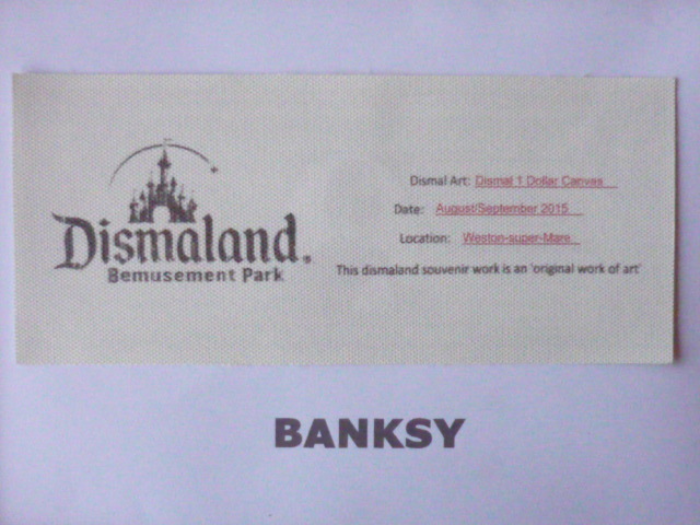  free shipping * Bank si-Banksy 1 dollar * genuine work guarantee * canvas cloth * autograph equipped * serial number entering *Dismalandtizma Land ..