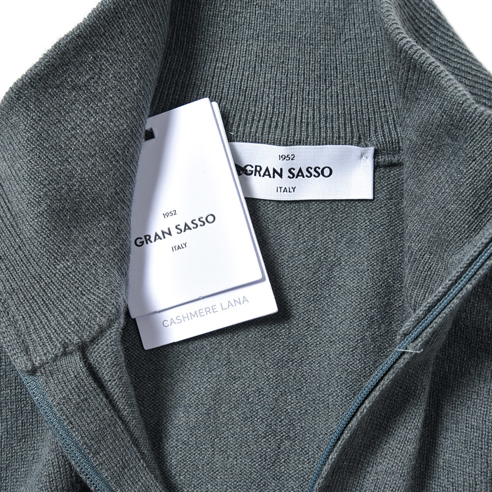 新春 新入荷 新品 グランサッソ GRAN SASSO ハーフジップ ニット セーター スタンドカラー 秋冬 メンズ ウール カシミヤ グリーン 388538_画像7