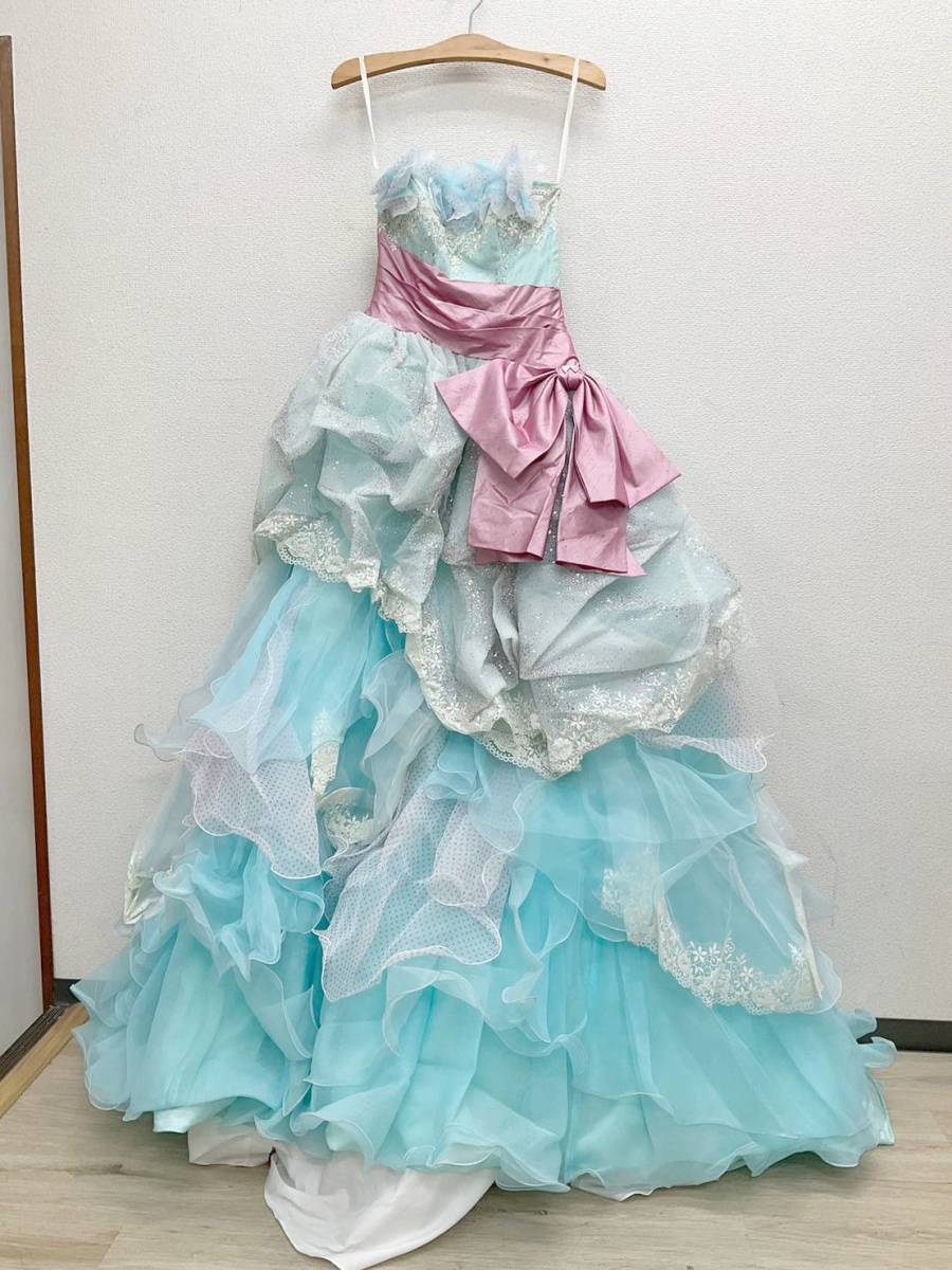 ★ドレス☆Craris la fille 9TT 水色 青 ブルー カラードレス ウェディング ブライダル_画像1