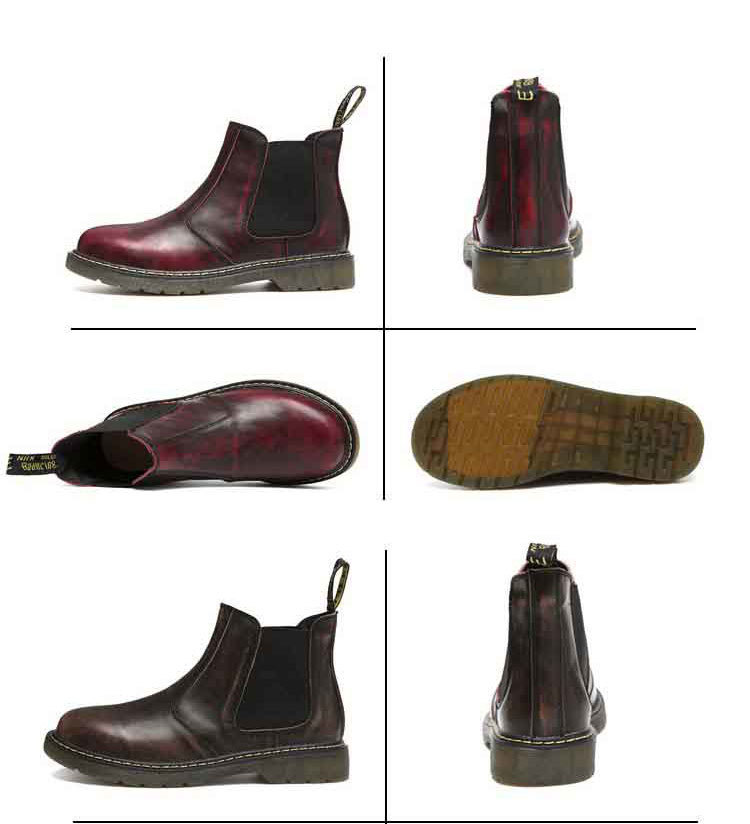  side-gore boots men's original leather Chelsea boots Martin boots wine red leather 26cm Work boots Secret race up autumn 