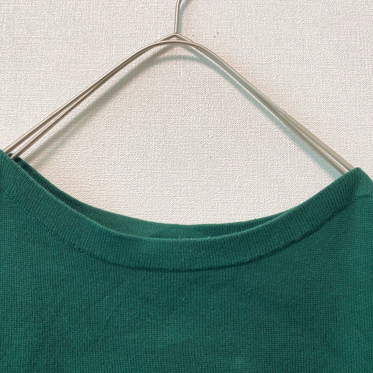 トミーヒルフィガー　ニット　セーター　ボーダー　刺繍ロゴ　男女兼用　緑色　Mサイズ　Tommy hilfiger ユニセックス　フラッグロゴ_画像3