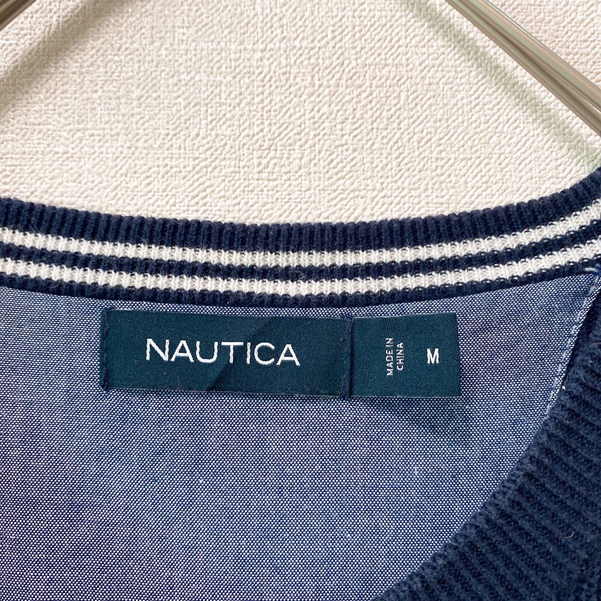 ノーティカ　ニット　セーター　ボーダー　刺繍ロゴ　男女兼用　Mサイズ　ネイビー　NAUTICA ユニセックス　ワンポイント刺繍ロゴ_画像5