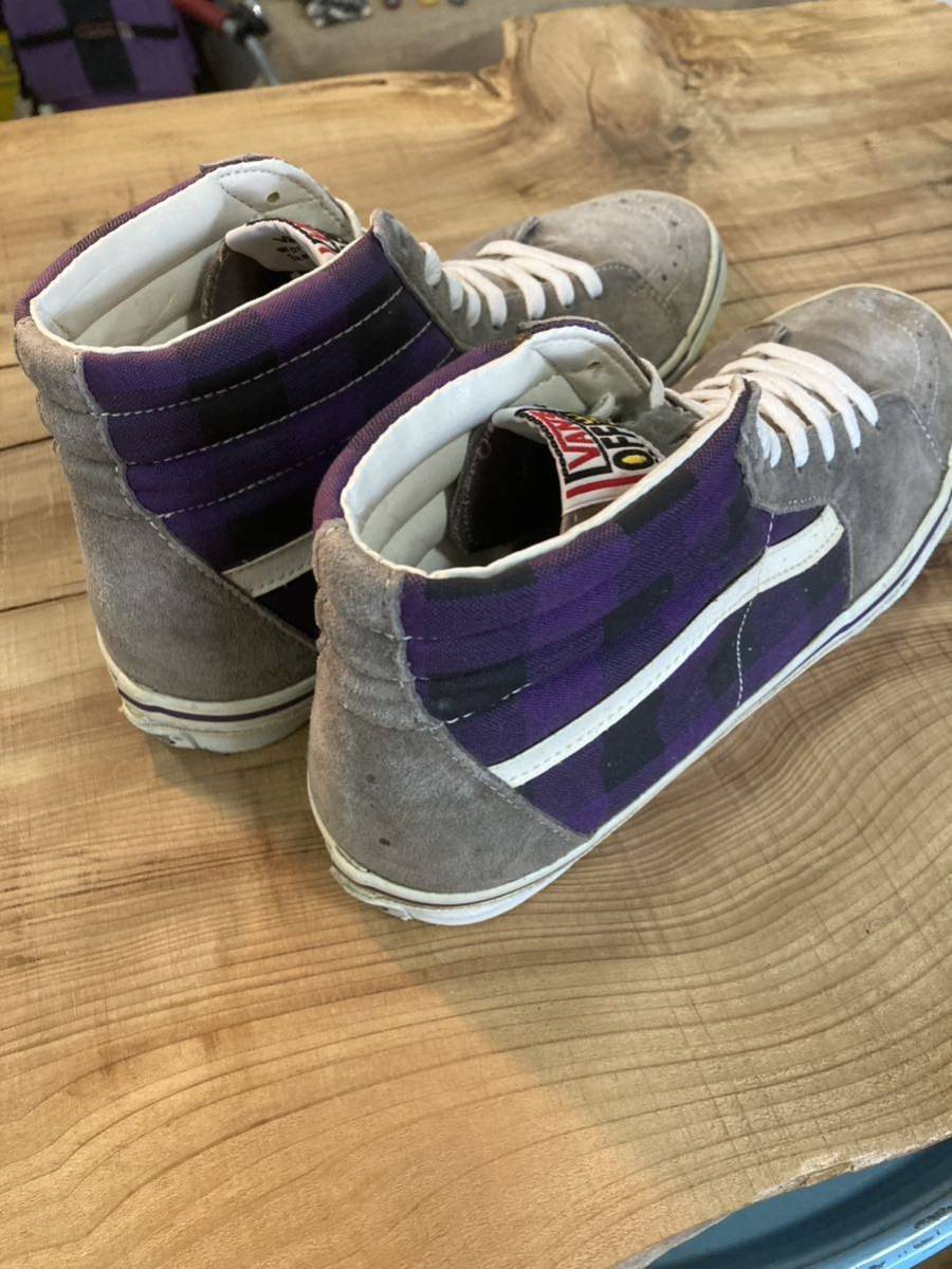 入手困難 vans バンズ sk8-hi us10 28.0cm グレー　パープル×ブラックチェック oldskool era エラ オーセンティック_画像3