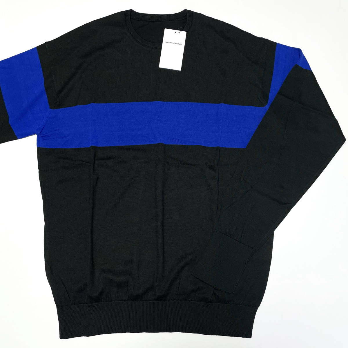 23SS黒3L★uniform experimentニットCHEST LINE CREWNECK KNIT藤原ヒロシfragment designフラグメントFRGMTシルクSOPHNETコットンニット4_画像4