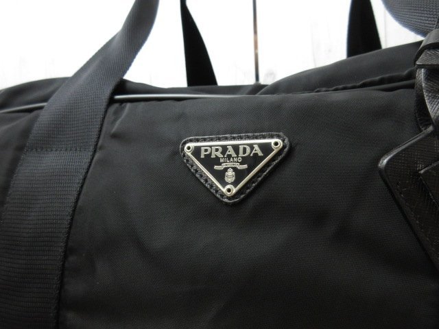 極美品 PRADA プラダ テスート ボストンバッグ ハンドバッグ バッグ ナイロン×サフィアーノレザー 黒 A4収納可 2WAY メンズ 67788Y_画像9