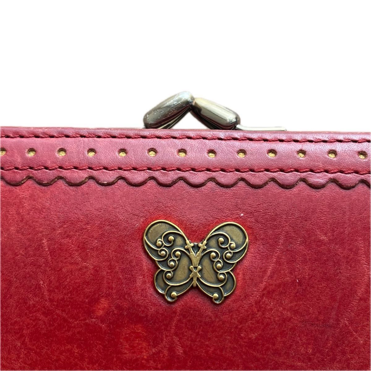 ANNA SUI アナスイ 二つ折り財布 がま口 レッド 赤  コインケース カードケース ワインレッド