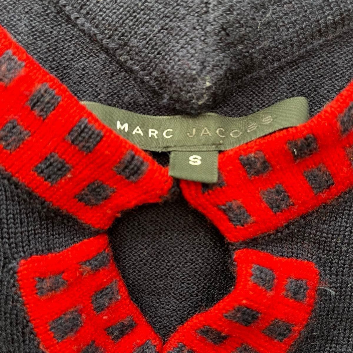 【訳あり特価】MARC JACOBS マークジェイコブス デザインニット S  セーター トップス 長袖 ネイビー 紺