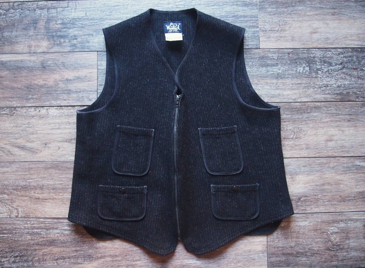 80s WOOLRICH OUTDOOSY VEST 46/ ウールリッチ 4ポケットベスト USAヴィンテージ 実寸XL程度_画像1