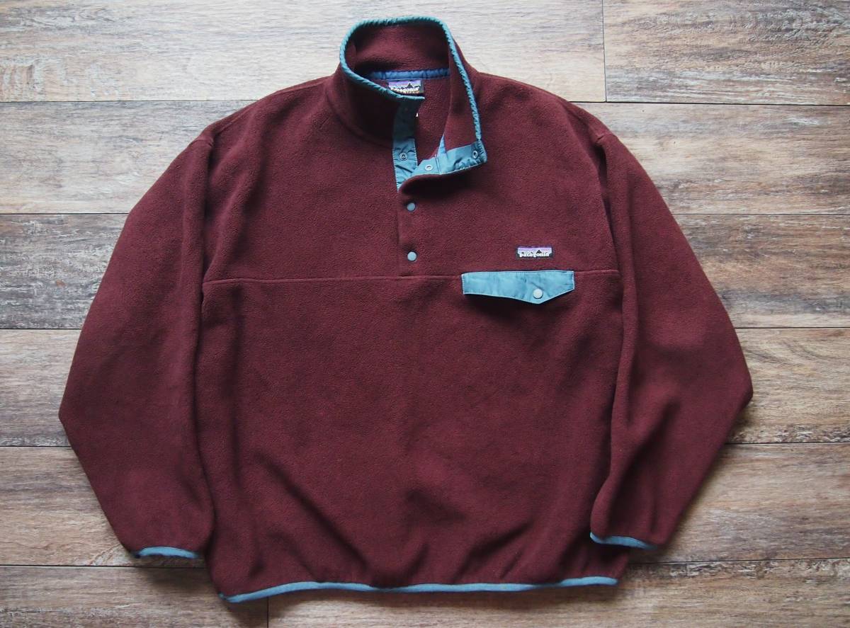 Patagonia パタゴニア sty25450 シンチラ スナップT 09モデル メンズL 焦げ茶ｘグリーン 希少カラー_画像1