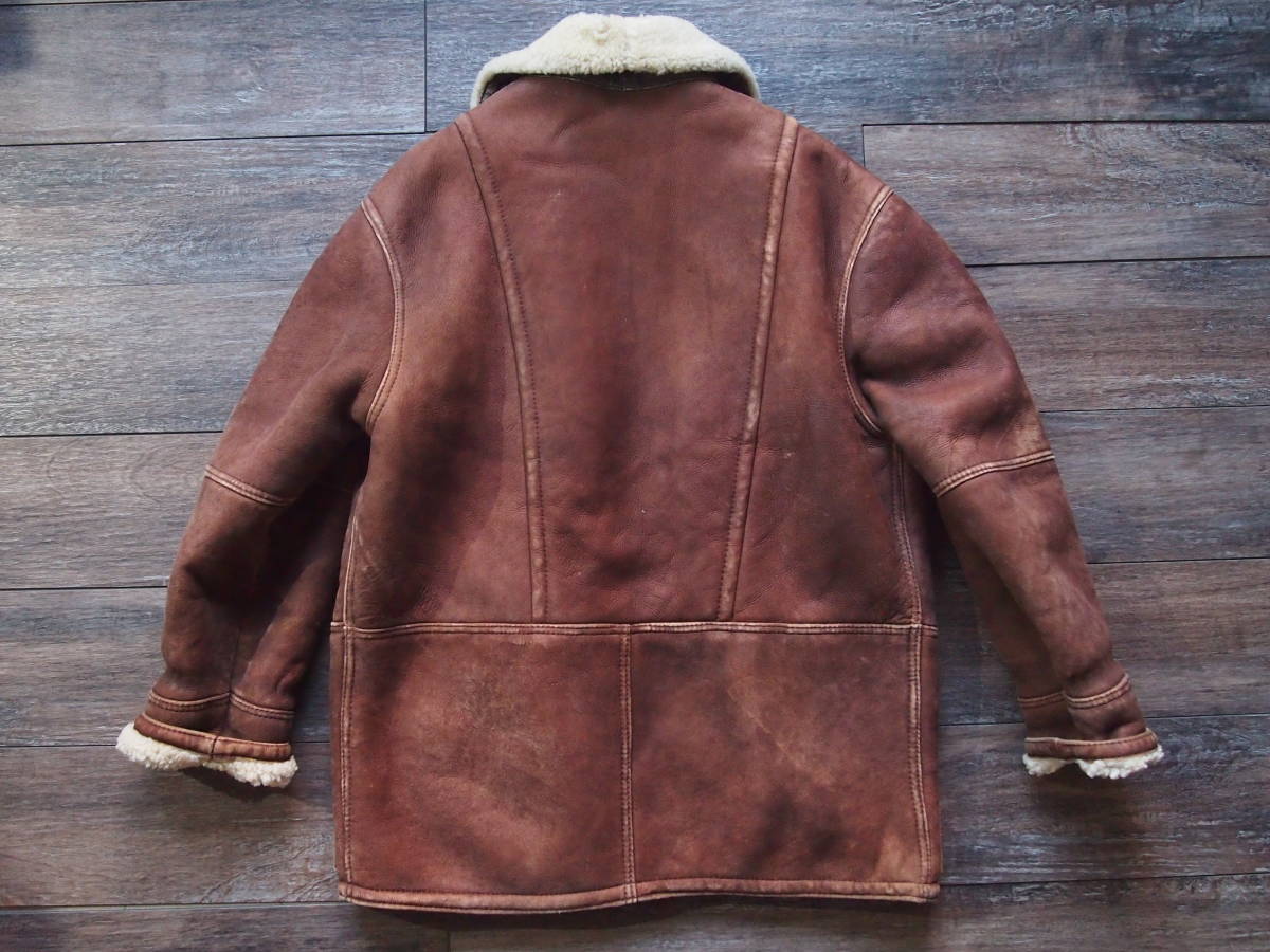 70s80s ユーロヴィンテージ Original Shearling ムートンコート 実寸L程度 ランチジャケット_画像8