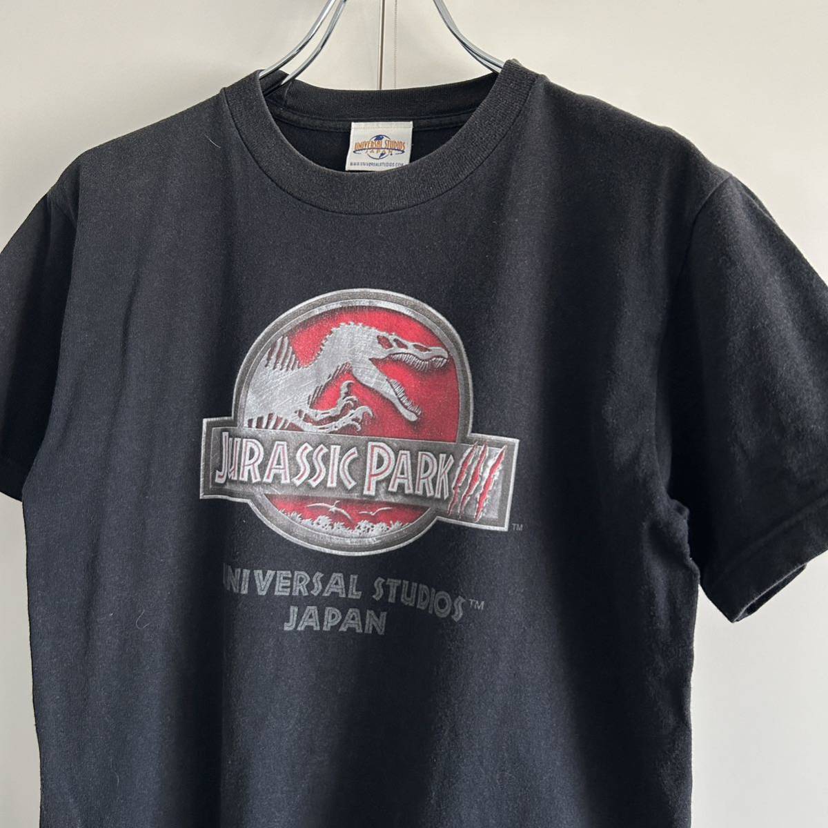 UNIVERSAL STUDIOS JAPAN ユニバーサルスタジオジャパン ジュラシックパーク3 プリントTシャツ S程度 ブラック アート アニメ ムービー_画像1