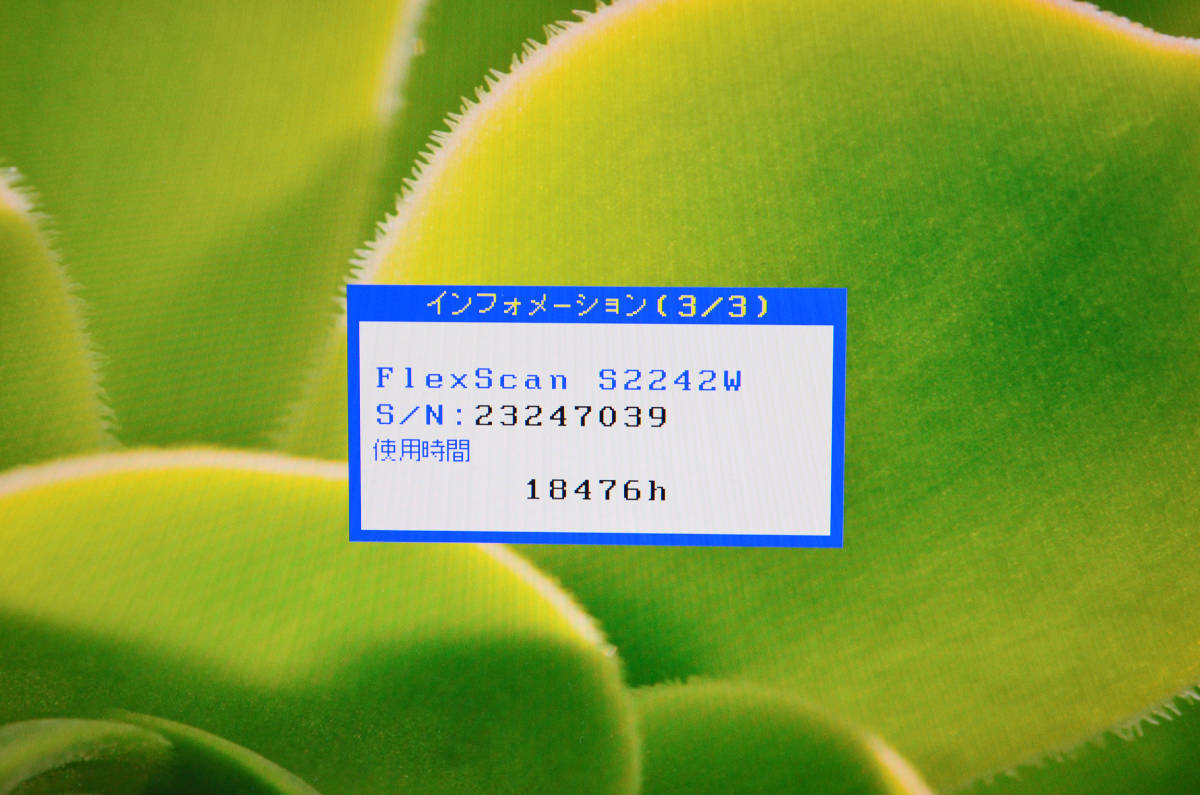 4375　EIZO FlexScan　S2242W　22型ワイド　スピーカー内蔵　昇降・回転・縦型表示　非光沢　ディスプレイ_画像9