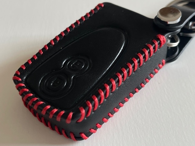  cow leather precisely Fit case cocoa Move Tanto bB Passo Koo Pixis Space key case smart key case black color .. thread red 1